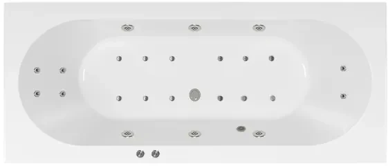 Lambini Designs Round bubbelbad 170x75cm elektronisch 6+4+2 hydrojets en 12 aerojets met LED-verlichting chroom