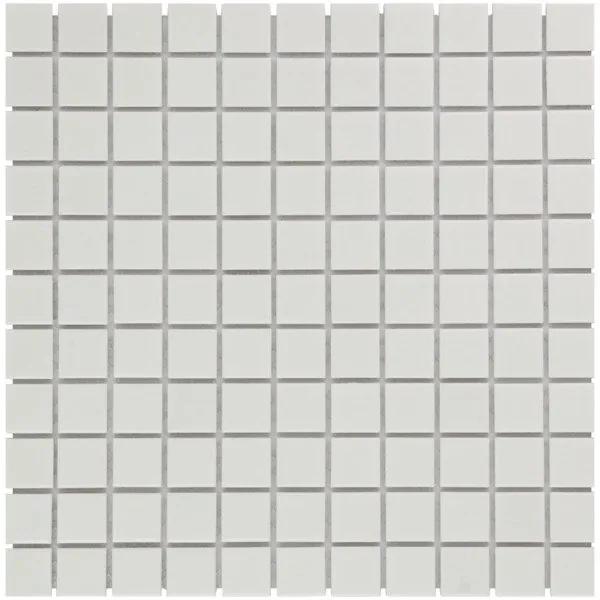 The Mosaic Factory Barcelona mozaïektegel 2.3x2.3x0.6cm wand en vloertegel voor binnen en buiten vierkant porselein wit mat AM230010
