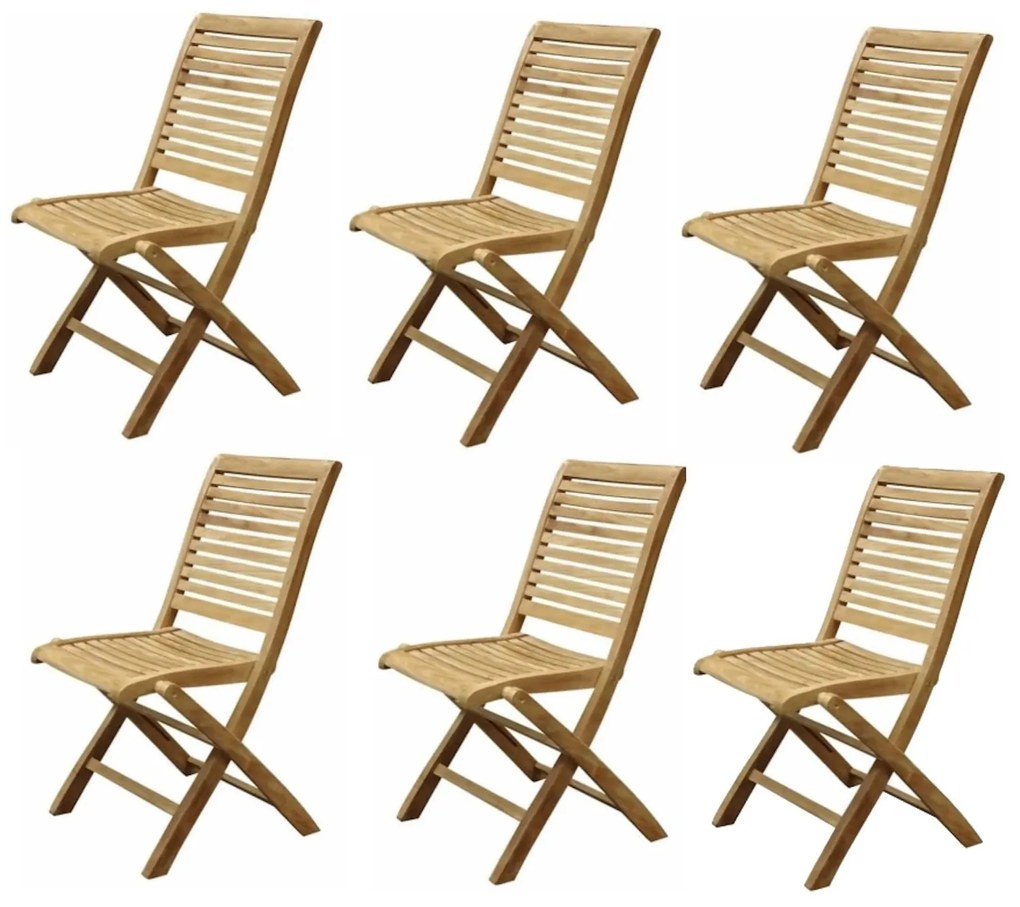 Arona dining tuinstoel inklapbaar teak set van 6 stoelen