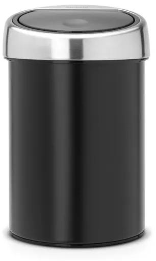 Brabantia wandafvalemmertje 3 liter touch bin met kunststof binnenemmer en matt steel deksel matt black 364440