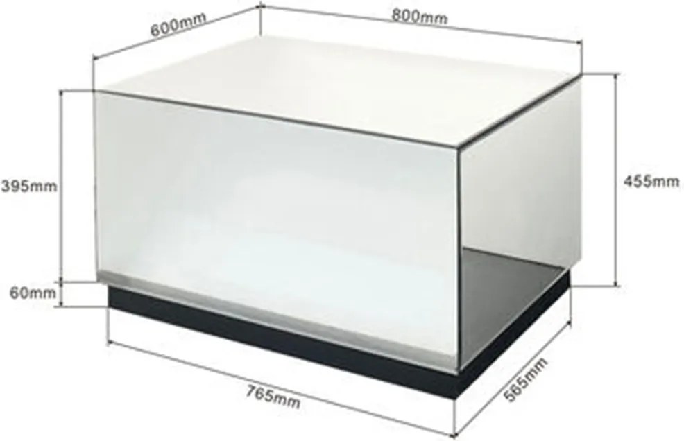 Salontafel Spiegelglas Met Lade - 80 X 60cm.