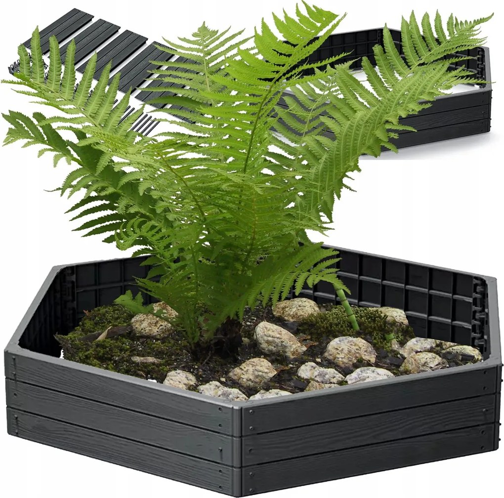 Prosperplast Modulaire Verhoogde Bloembak Garden XL - 148 x 129 x 25 cm - Antraciet