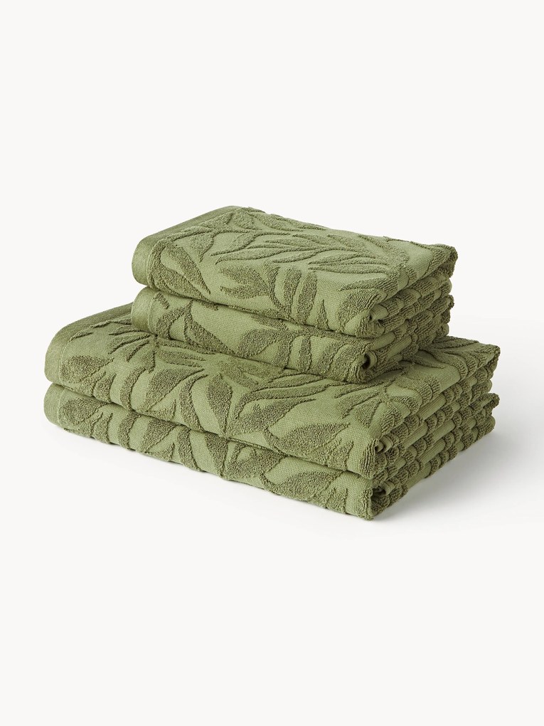 High-Low handdoekenset Leaf, in verschillende setgroottes