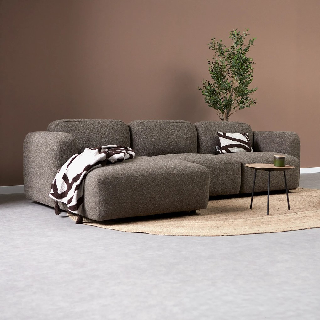 Bruine Hoekbank Chaise Longue Links