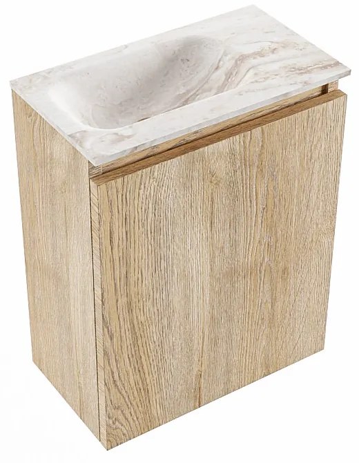 Mondiaz Ture DLux toiletmeubel 40cm washed oak met wastafel frappe links zonder kraangat