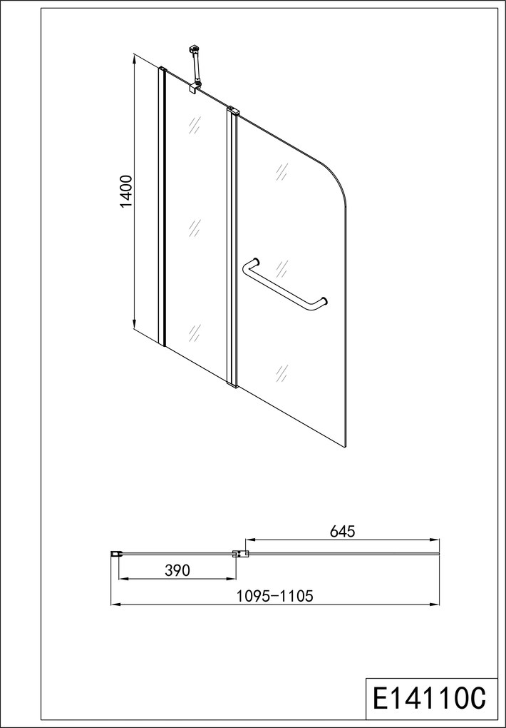 Badstuber Well badscherm 2-delig 140x110cm draaibaar