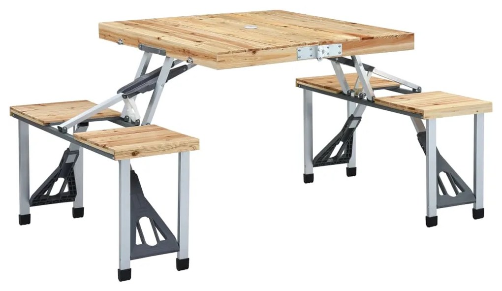 vidaXL Campingtafel inklapbaar met 4 zitjes staal en aluminium