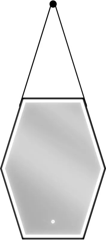 Mexen Orla verlichte badkamer spiegel 60 x 80 cm, LED 6000K, anti-condens, zwarte frame - 9815-060-080-611-70