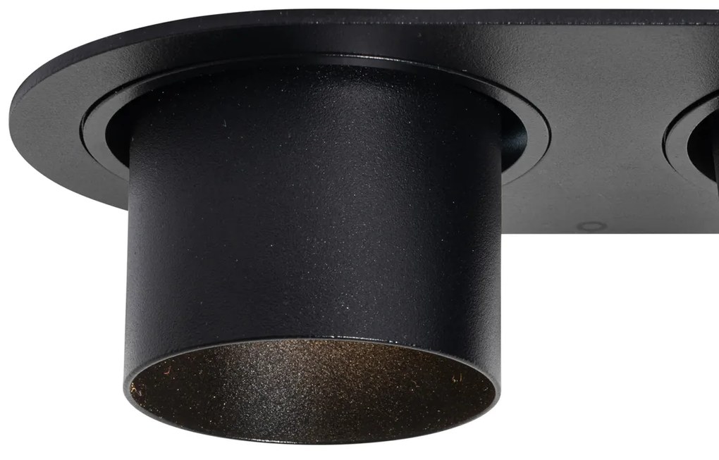 Set van 6 inbouwspots zwart GU10 50mm 2-lichts - Installa Binnenverlichting Lamp
