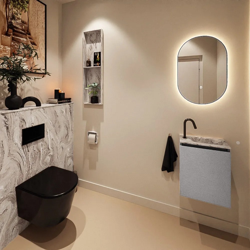 Mondiaz Ture DLux toiletmeubel 40cm plata met wastafel glace rechts met kraangat