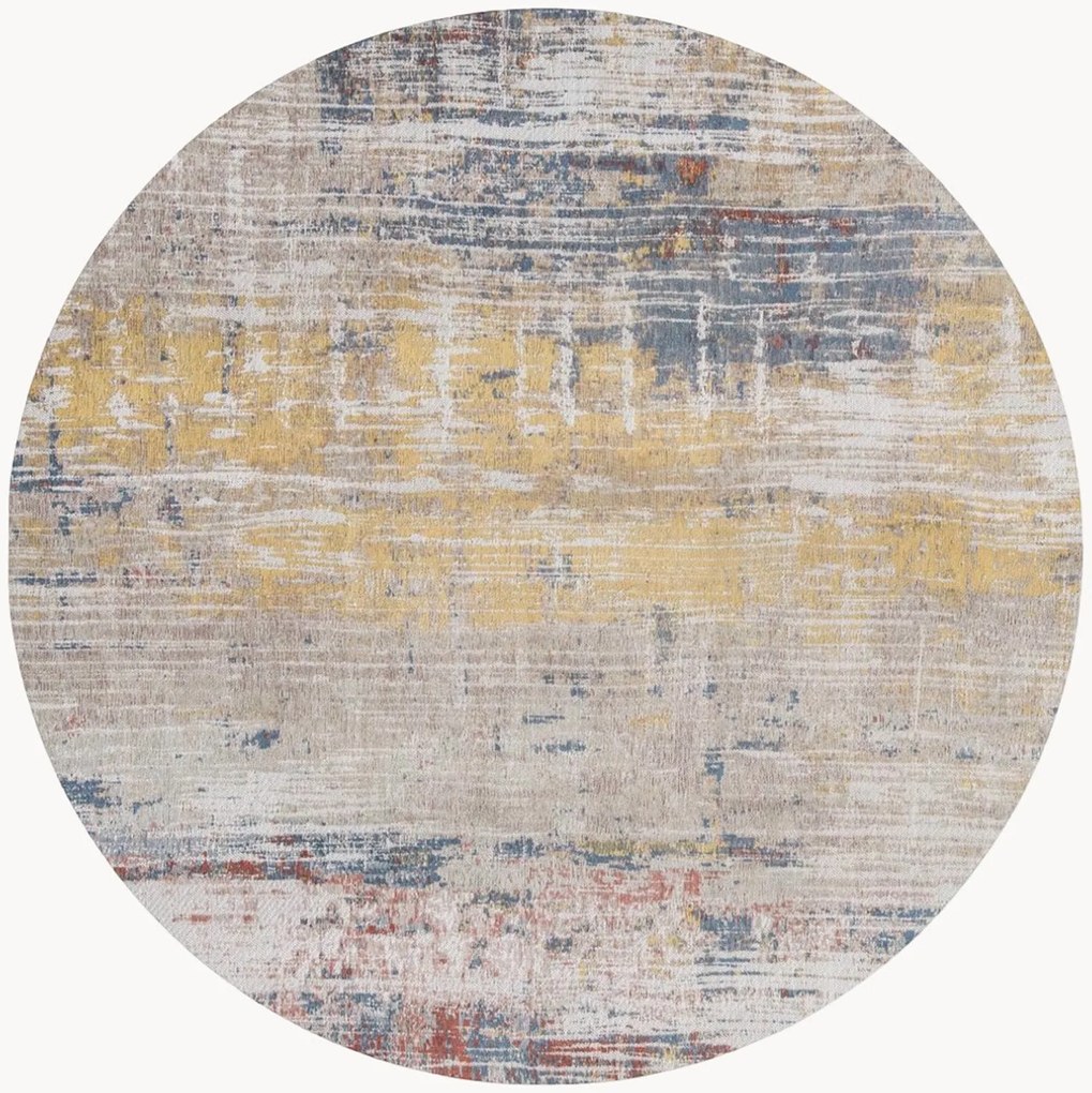 Rond jacquard in- & outdoor vloerkleed Streaks, wasbaar