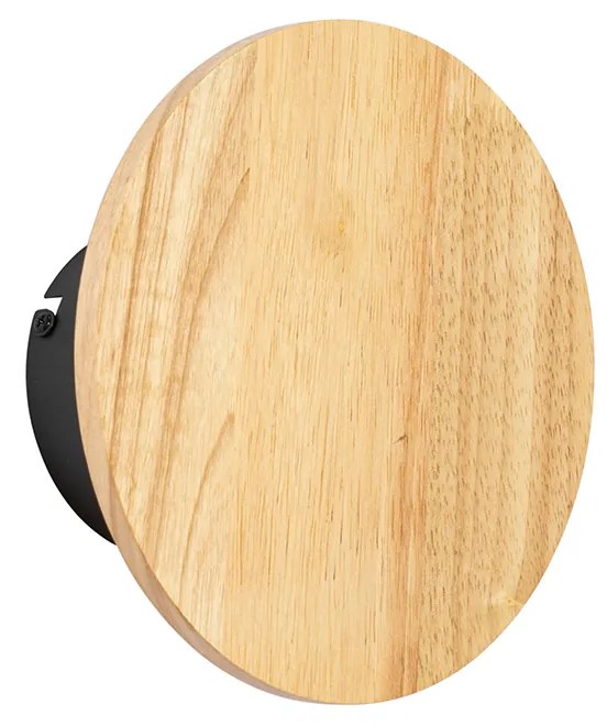 Landelijk wandlamp hout rond kantelbaar - Pulley