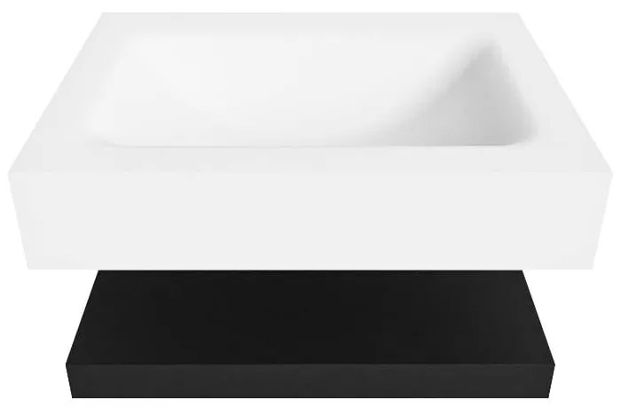 Zaro Alan badmeubel 60cm met planchet urban en vrijhangende wastafel cloud midden 1 kraangat talc