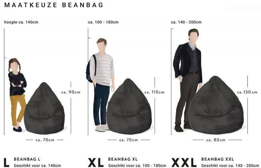 Kinder Zitzak BeanBag Easy L - Zwart