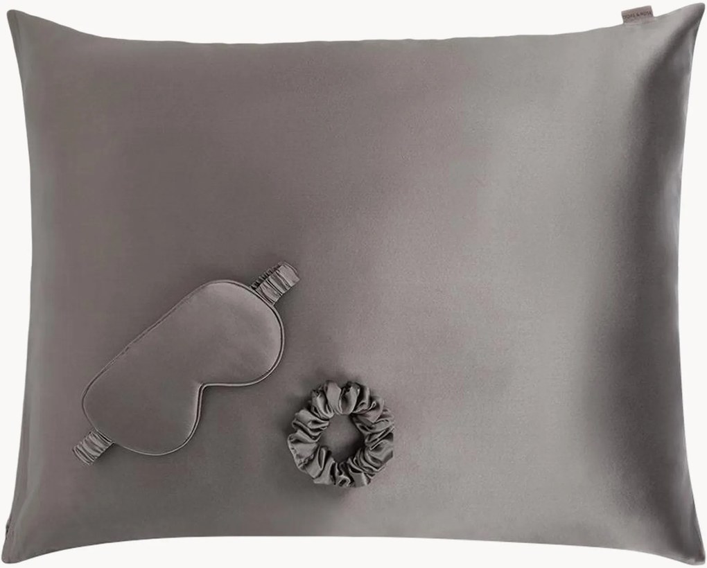Zijden slaapset Charcoal M, 3-delig