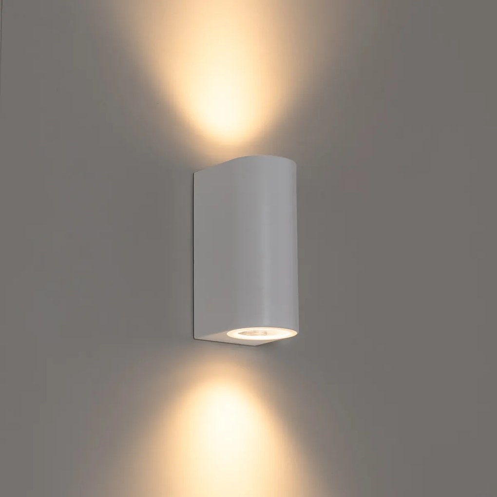 Moderne buiten wandlamp wit kunststof ovaal 2-lichts - Baleno