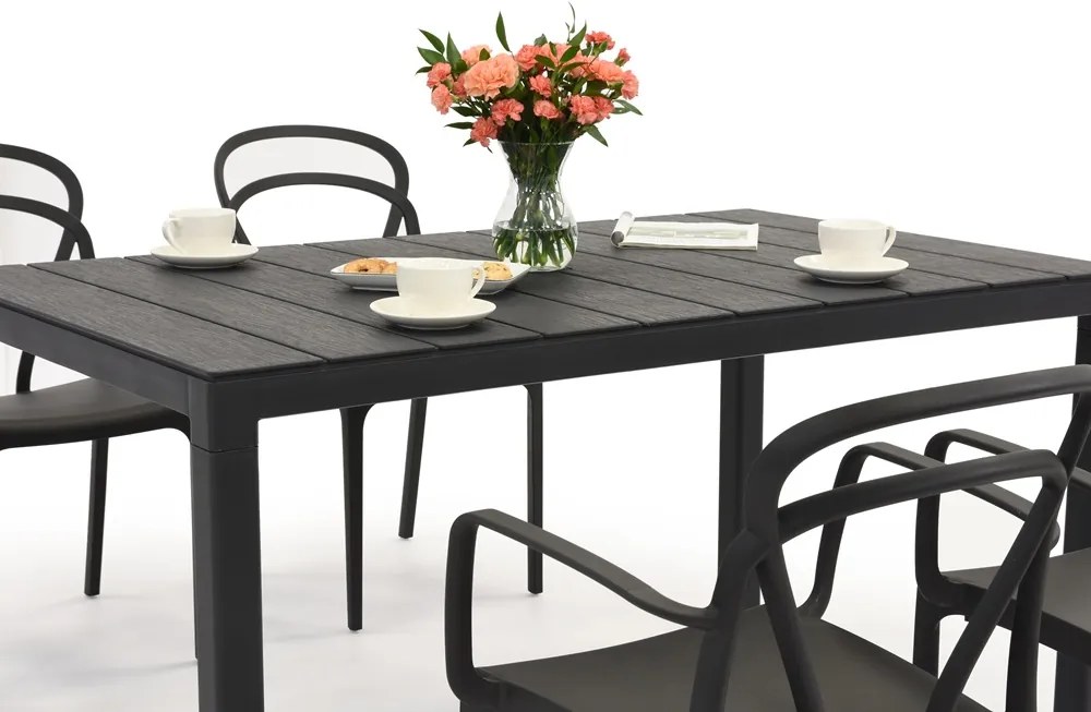 King/Vague antraciet tuinmeubelset voor 4 personen Bica