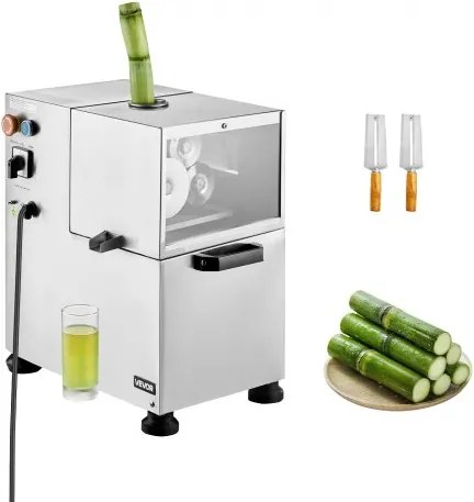 VEVOR Commerciële Suikerriet Sapcentrifuge, 800W Elektrische Suikerriet Sapcentrifuge met 300 kg/u Hoge Output, 4 RVS Rollen, Suikerriet Sapcentrifuge (55 x 38 x 52 cm)