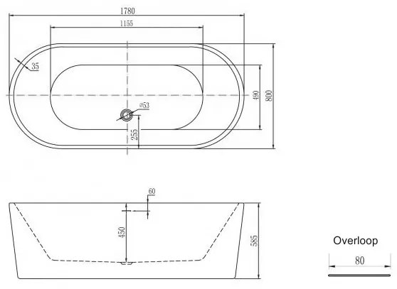 Mueller Libero vrijstaand ligbad 178x80cm mat wit