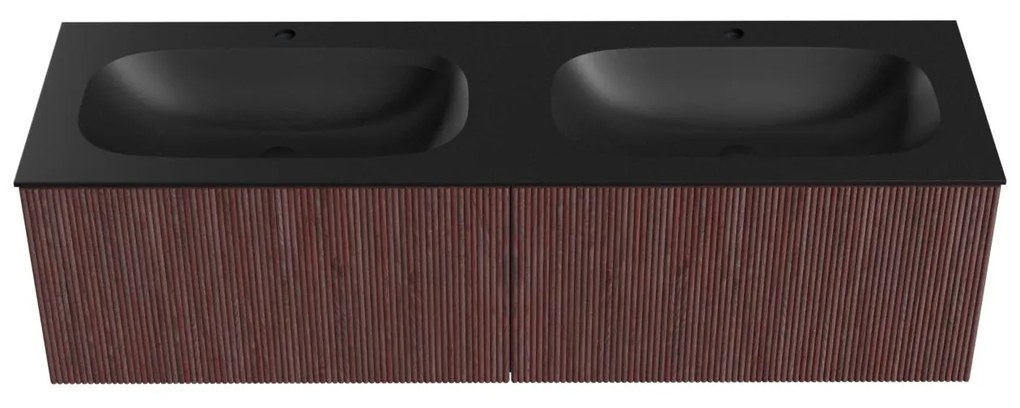 Mondiaz Kurve 150cm badmeubel ruby met 2 lades en wastafel big small dubbel 2 kraangaten urban
