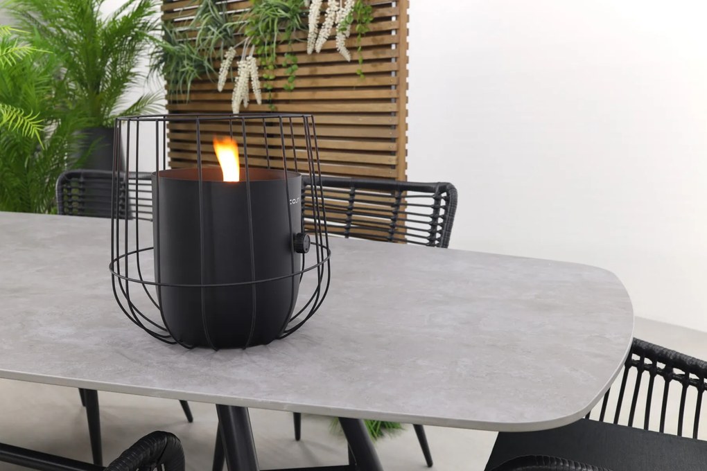 Jasmine Black/Benevento 6-persoons deens ovale dining tuinset 240x110 cm. - Betonlook