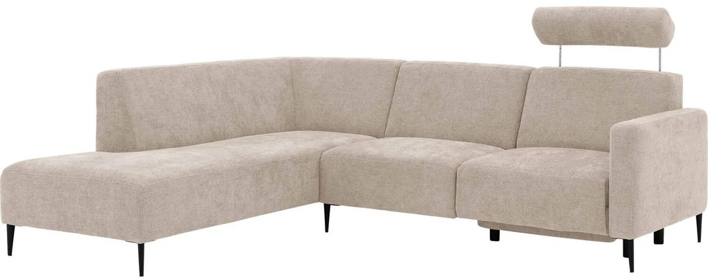 Goossens Hoekbank Tiolo Met Relaxfunctie En Hoofdsteun bruin, stof, 3-zits, modern design met ligelement links