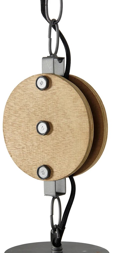 Industriële hanglamp donkergrijs met hout 34 cm - Arthur