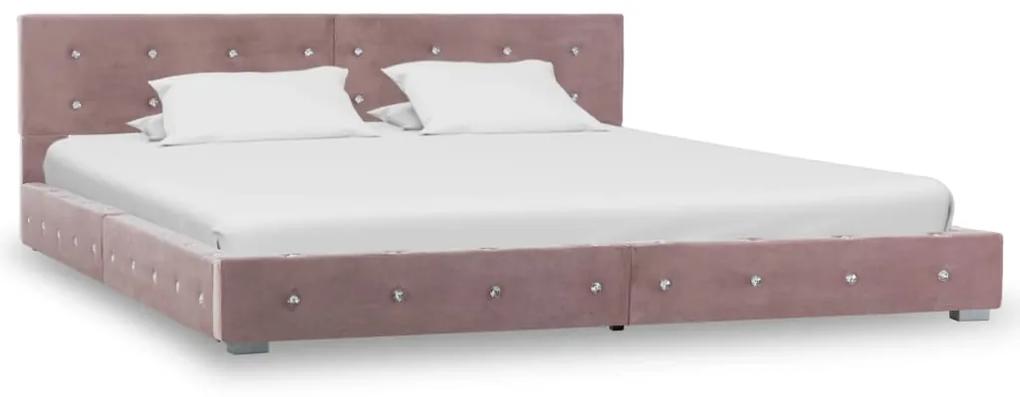 vidaXL Bed met traagschuim matras fluweel roze 180x200 cm