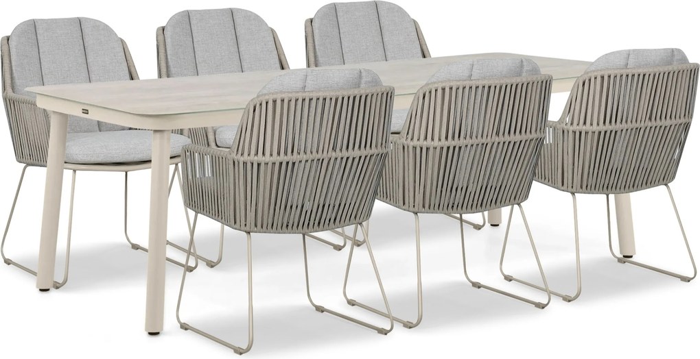 Tuinset 6 personen 220 cm Rope Taupe Domani Furniture Trivento/Tavano