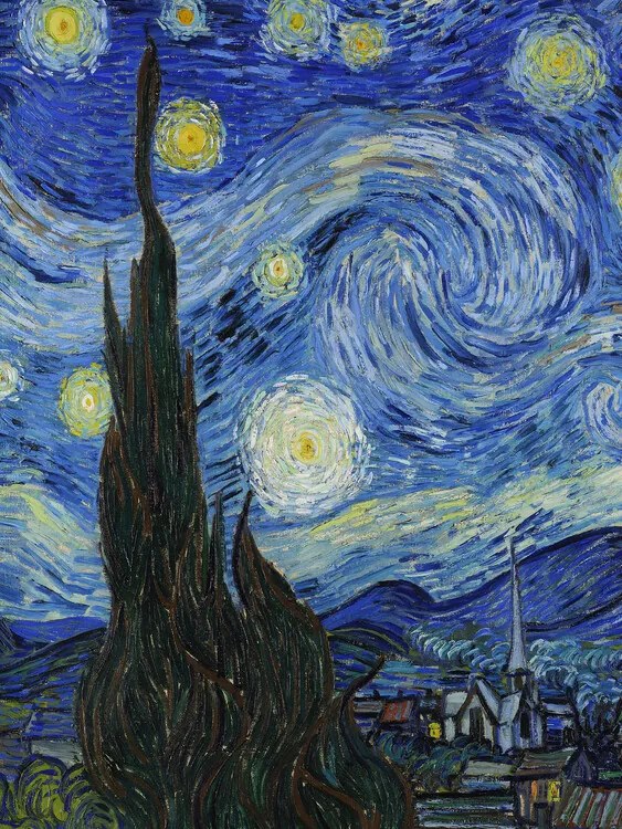 Kunstreproductie The Starry Night, Vincent van Gogh