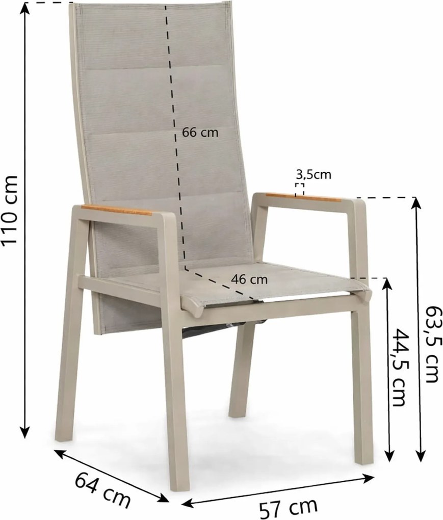 Tuinset Ronde Tuintafel 4 personen 125 cm Aluminium Taupe  Lifestyle Garden Furniture Essence/Ancona