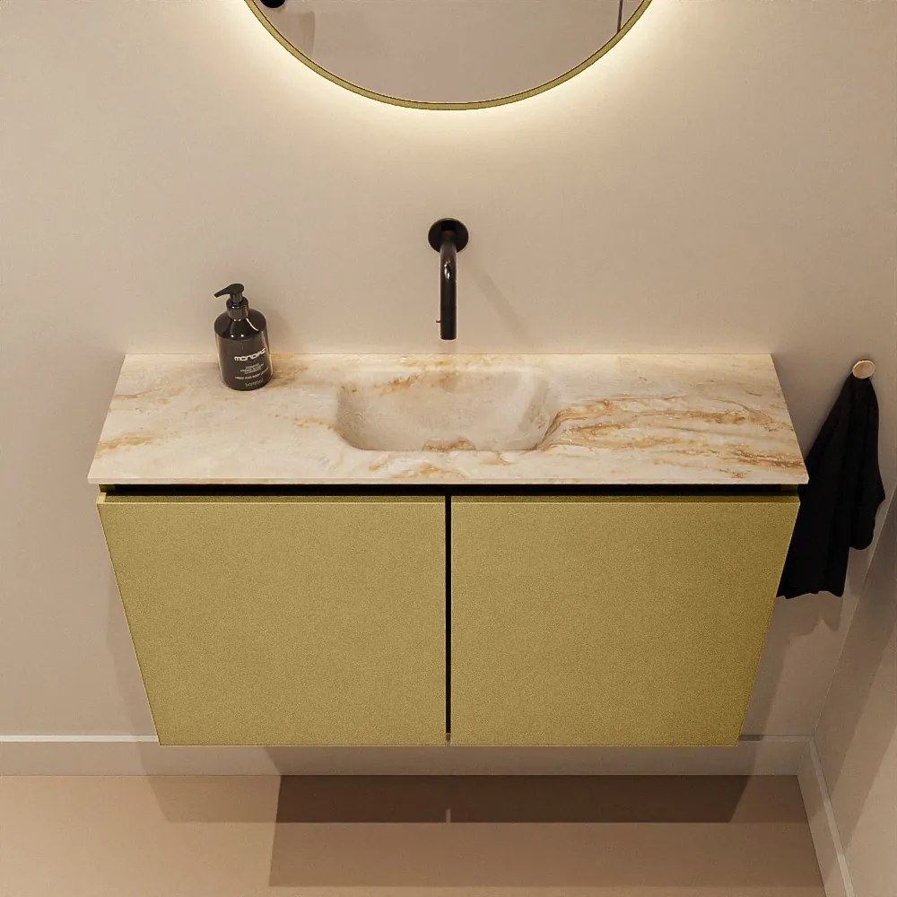 Mondiaz Ture DLux toiletmeubel 80cm oro met wastafel frappe midden zonder kraangat