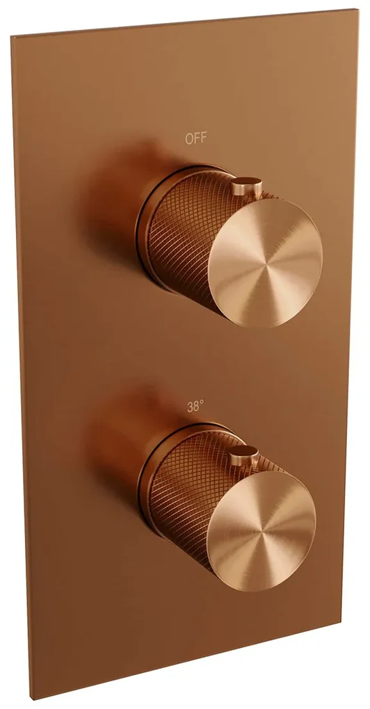 Brauer Copper Carving complete inbouw regendouche set 43 met 20cm douchekop, rechte muurarm, 3 standen handdouche en glijstang geborsteld koper PVD