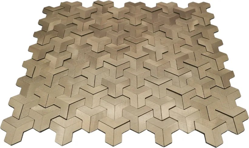 Zelfklevende Mozaïektegels Metaal | Trifold 3D Goud | 30,3×28 cm | Keuken, Bad & WC