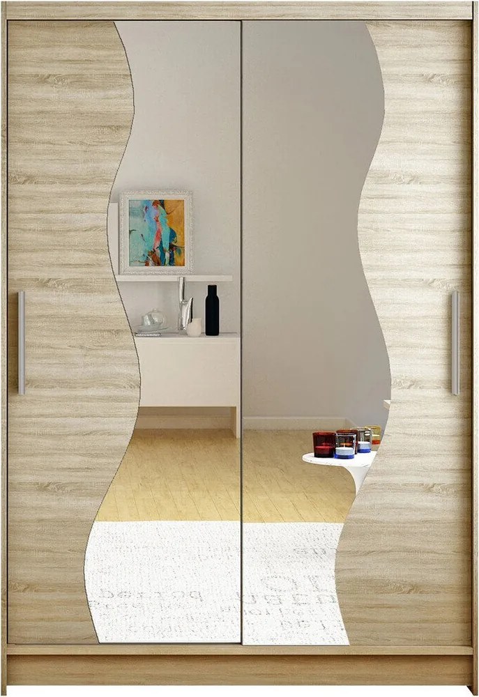 Kledingkast Closico Pacron S, Sonoma eik, 200x120x58cm, 98 kg, Kledingkast deuren: Schuivend, Aantal planken: 5, Aantal planken: 5