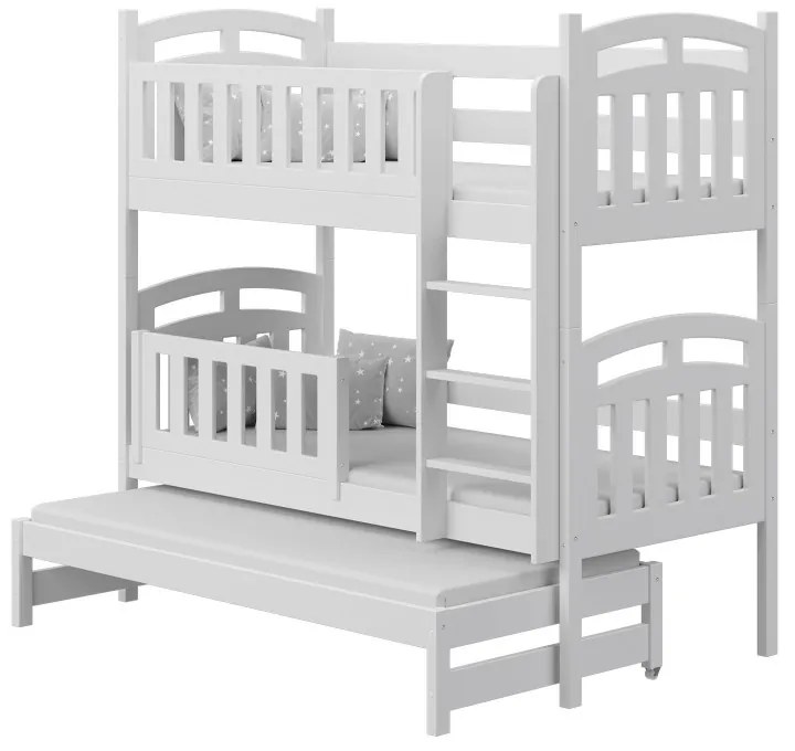 Kinderen Wit Blauw Massief houten driedubbel stapelbed Noah - voor kinderen kinderen junior 5059914052761 Children's Beds Home, 160x80, Twee kleine, S