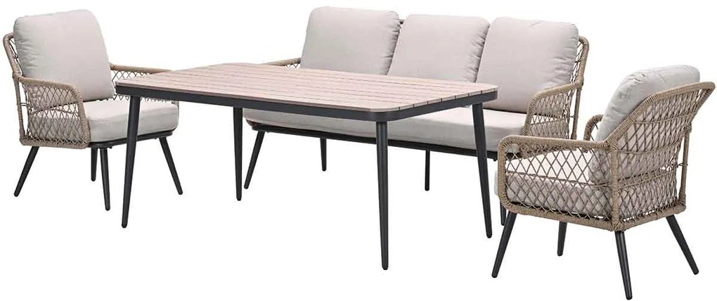 Garden Impressions Kalibo lounge dining set 4-delig - donker grijs