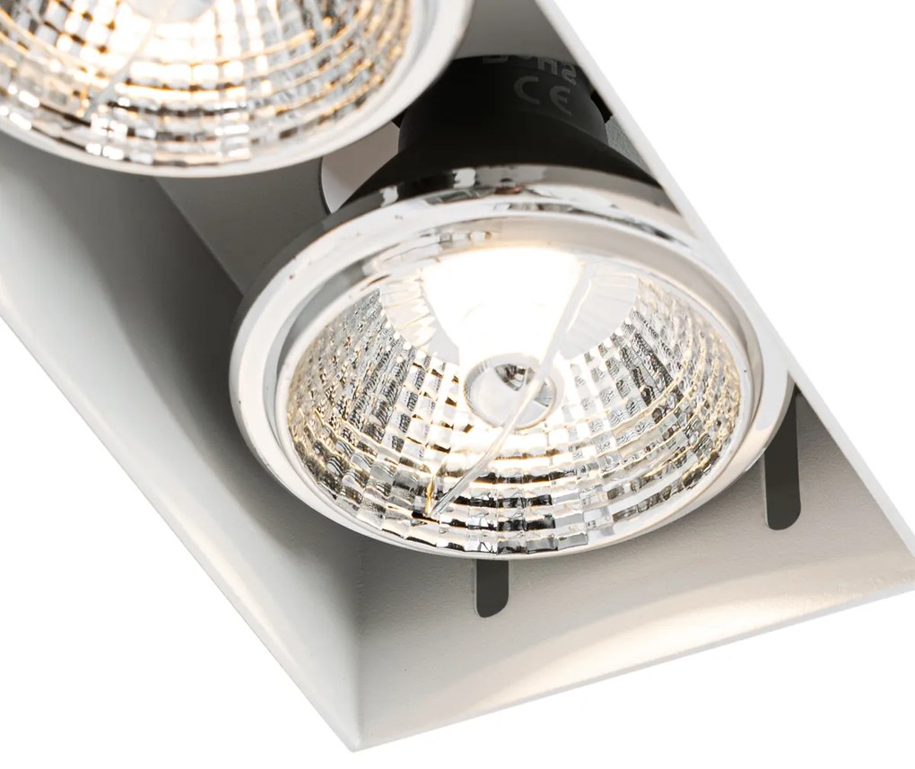 Set van 6 inbouwspots wit GU10 70mm 2-lichts trimless - Oneon Modern GU10 Binnenverlichting Lamp