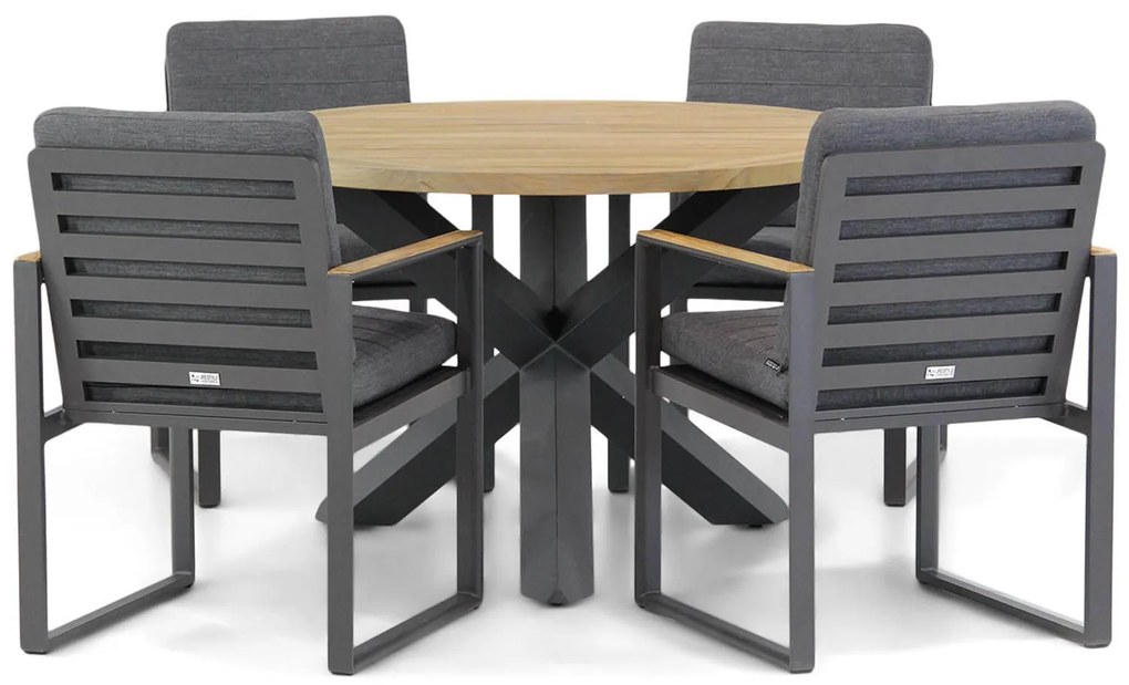 Picknick Set 4 personen 120 cm Aluminium/Teak Grijs Santika Furniture Soray