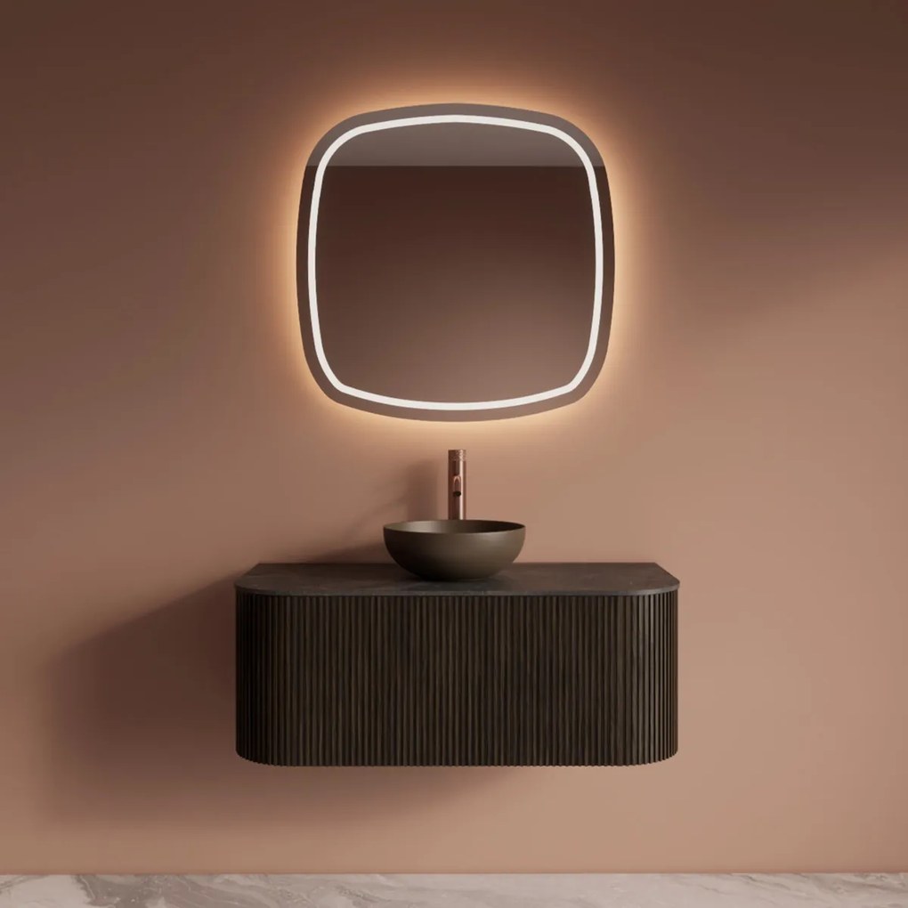 Gliss Design Alluro badmeubel ribbelfront met ronding links/rechts 100cm charcoal en zwart leisteen toppaneel
