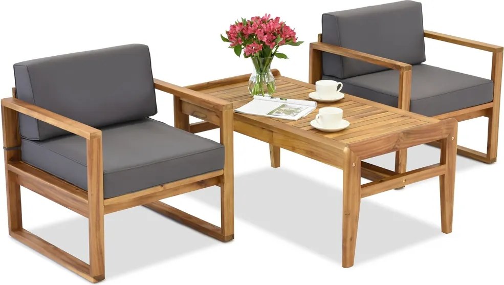 Acaciahouten tuinmeubelen Maskat Terras met Garden Point poefs