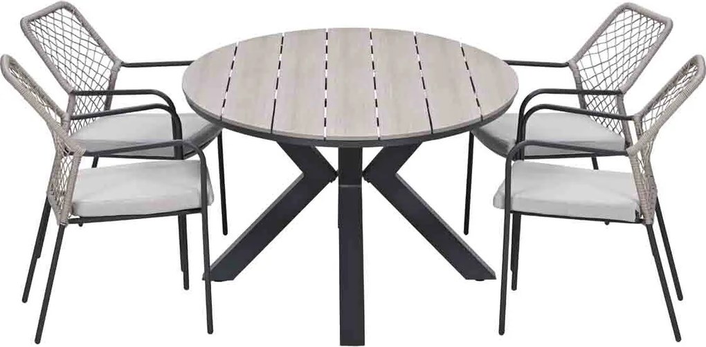 Garden Impressions Ross tuinset sand 5-delig - Tulli tuintafel 180x115 cm