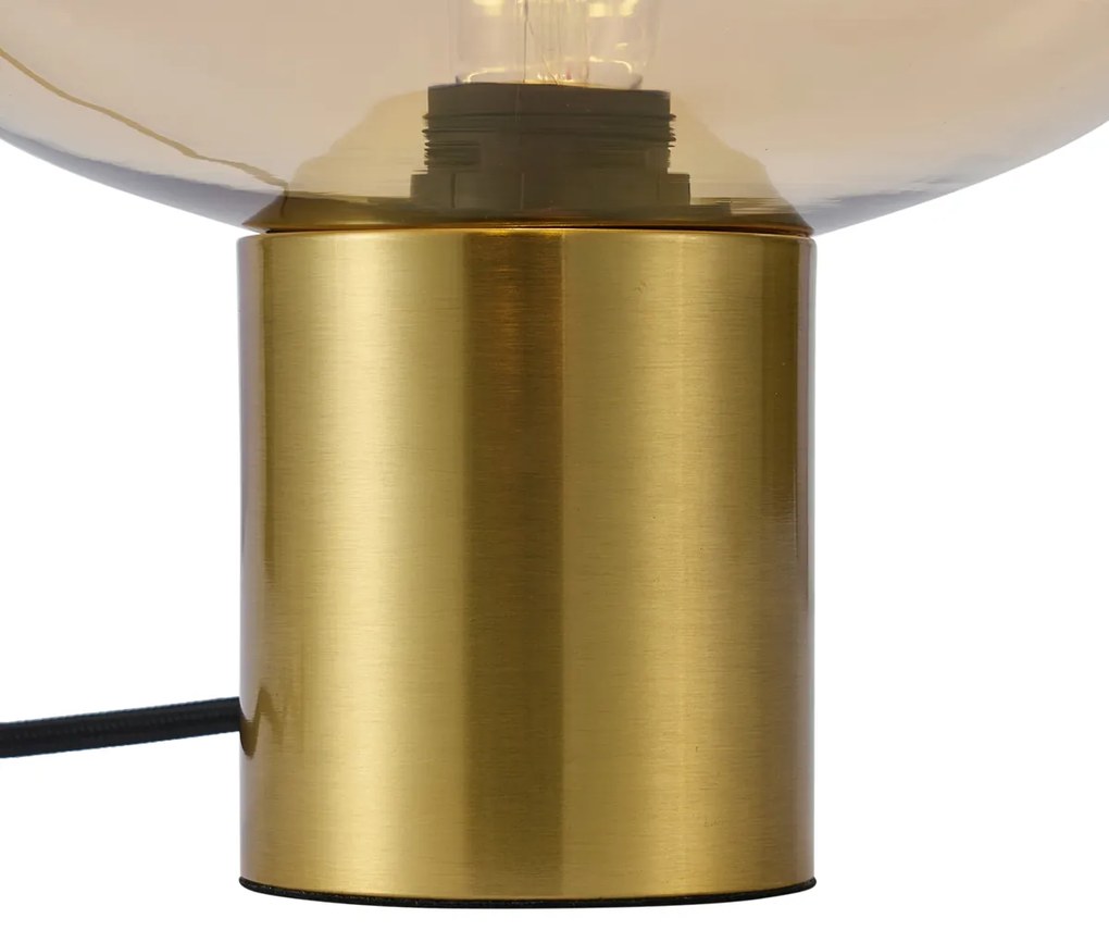 Design tafellamp messing met amber glas - Umbrella