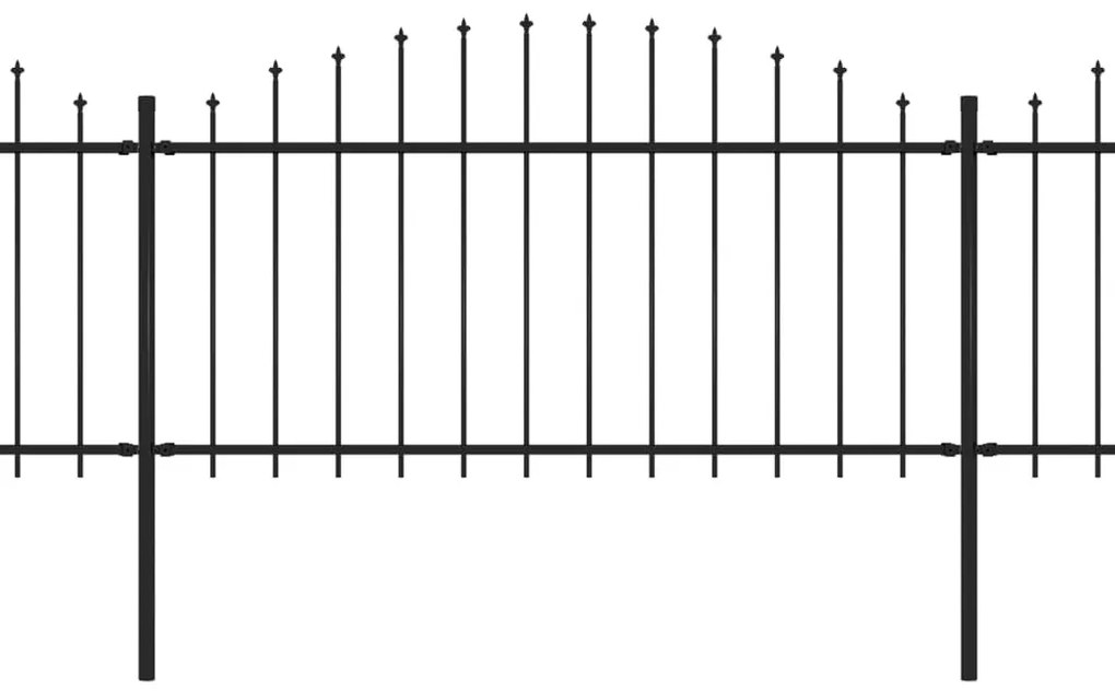 vidaXL Tuinhek met speren bovenkant (1,25-1,5)x6,8 m staal zwart