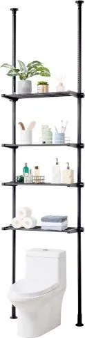 VEVOR Opbergrek boven het toilet, 4-laags verstelbare badkamerorganizer boven het toilet, koolstofarm staal, opbergrek van 135-332 cm hoog, eenvoudig te monteren, wasruimtebesparend