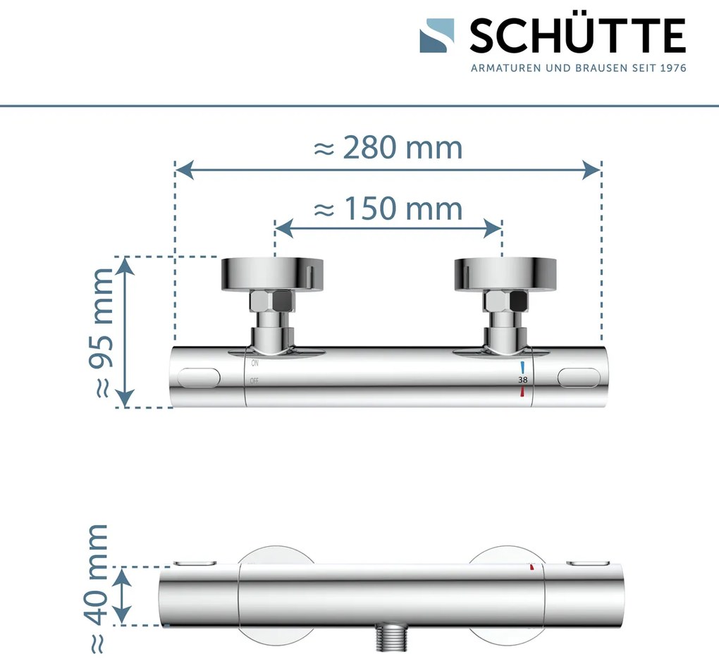 Schutte Los angeles thermostatische douchekraan chroom