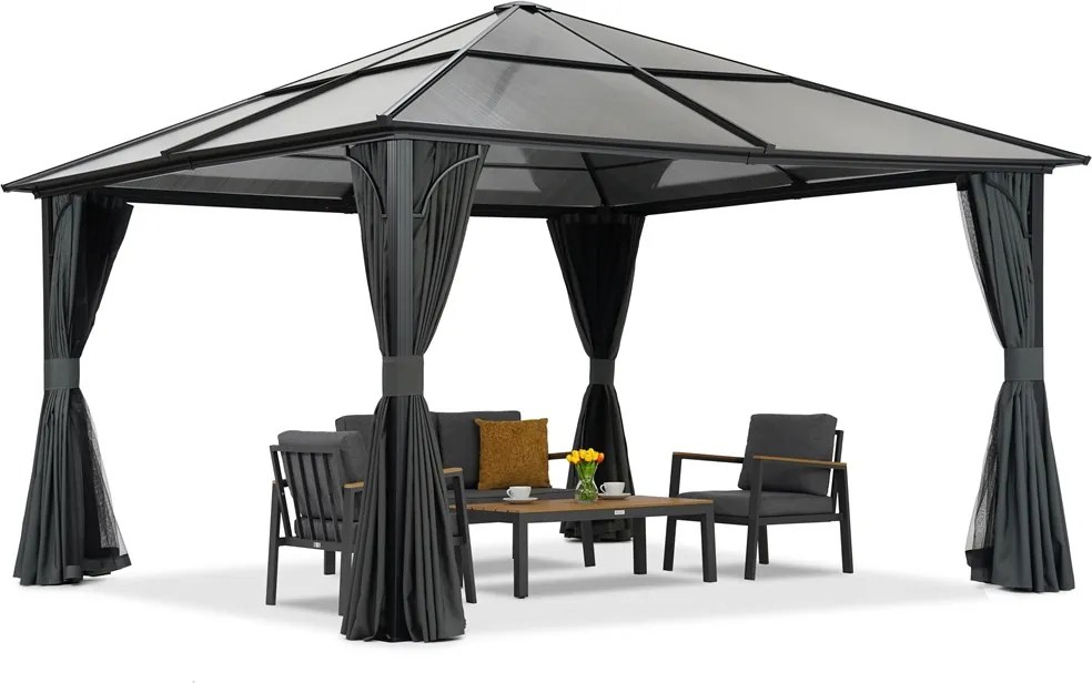 Modern tuinhuisje Santiago Premium 4x4m Tuinpunt antraciet