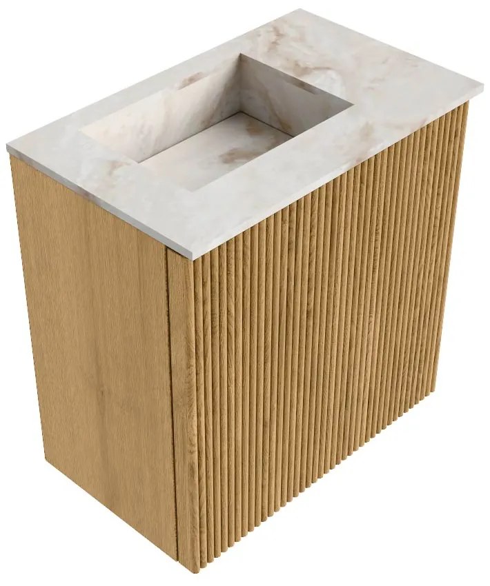 Mondiaz Joya DLux 40cm toiletmeubel oak met wastafel faye links 1 kraangat frappe