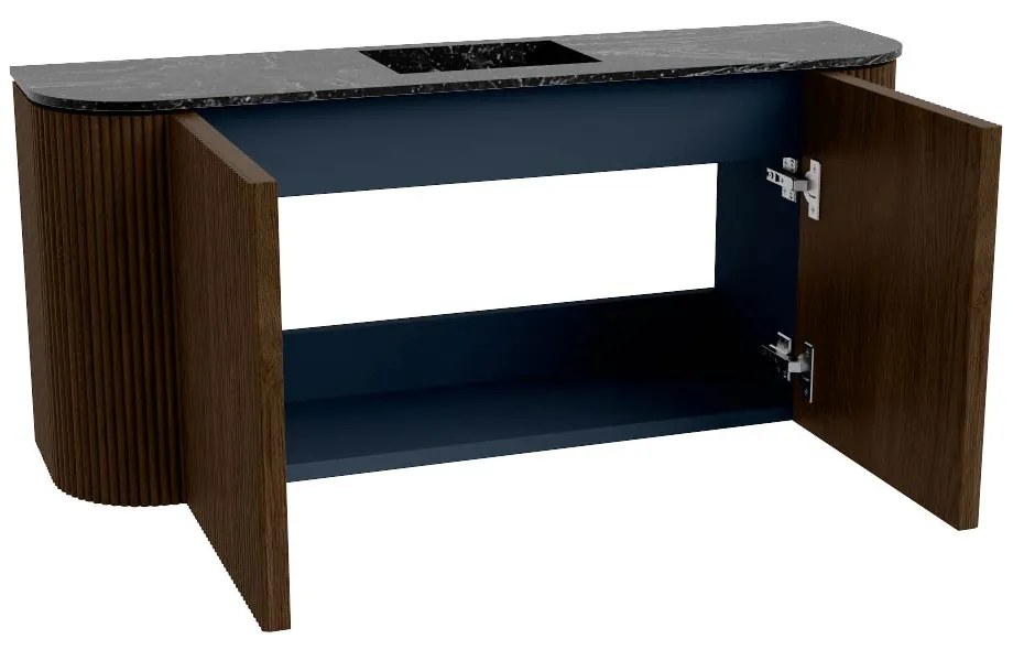 Mondiaz Joya DLux 95cm toiletmeubel ronding links/rechts walnut met wastafel faye midden 1 kraangat lava