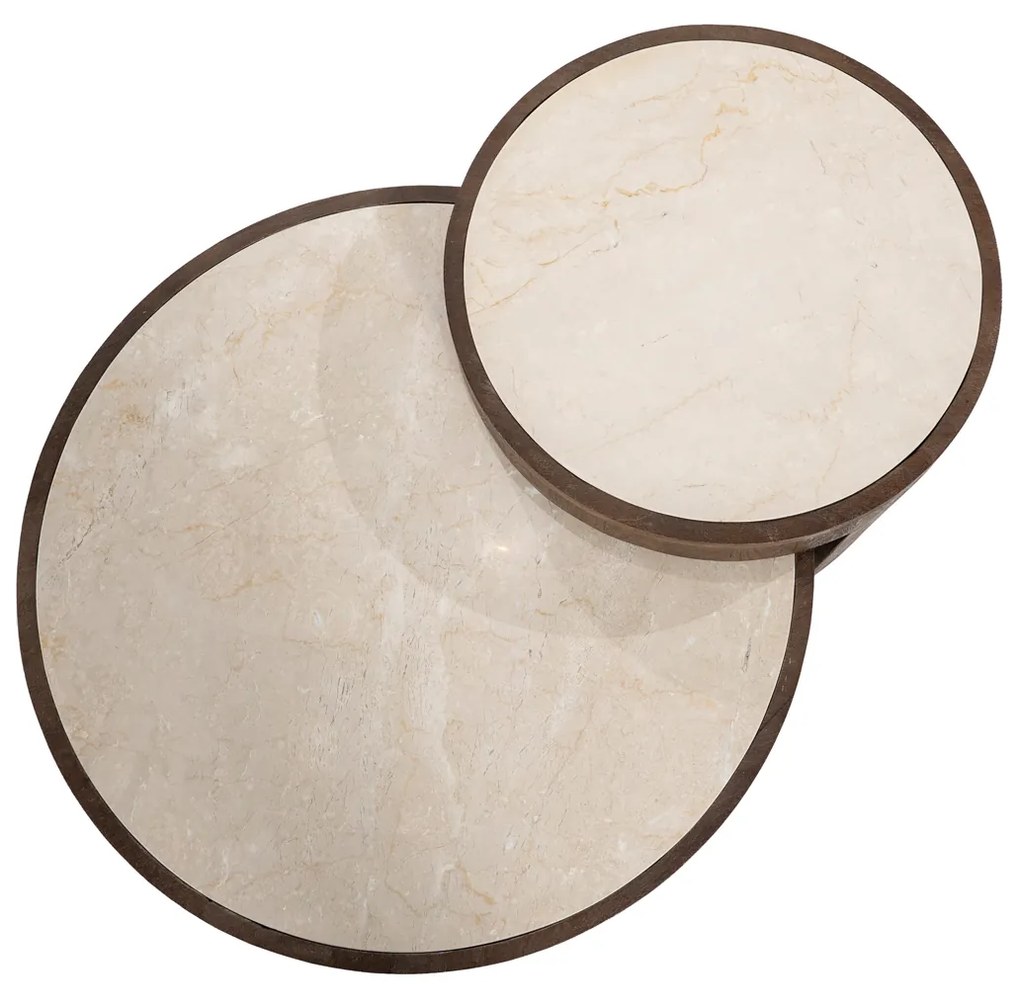 Hout En Marmer Salontafel Set Rond